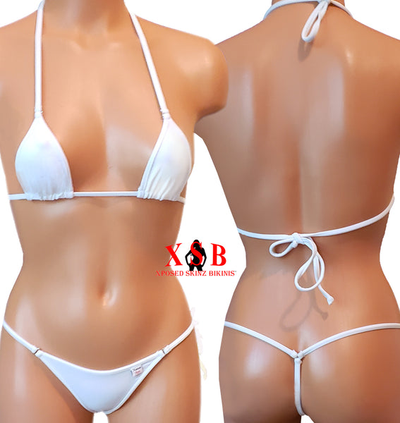 Xposed Skinz Bikinis x100 Vixen G-String Micro Bikini Thong - White