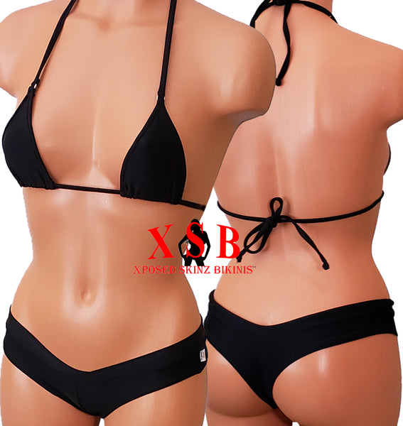 Xposed Skinz Bikinis x110 Surf Shorts Micro Thong Bottom - Black