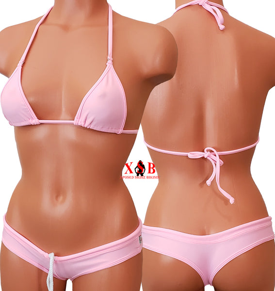 Xposed Skinz Bikinis x111 Sport Shorts Drawstring Bikini Shorts - Pink