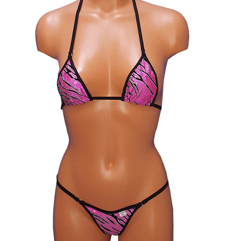 Xposed Skinz Bikinis x100 Vixen G-String Micro Tbolt Bikini Thong - Hot Pink