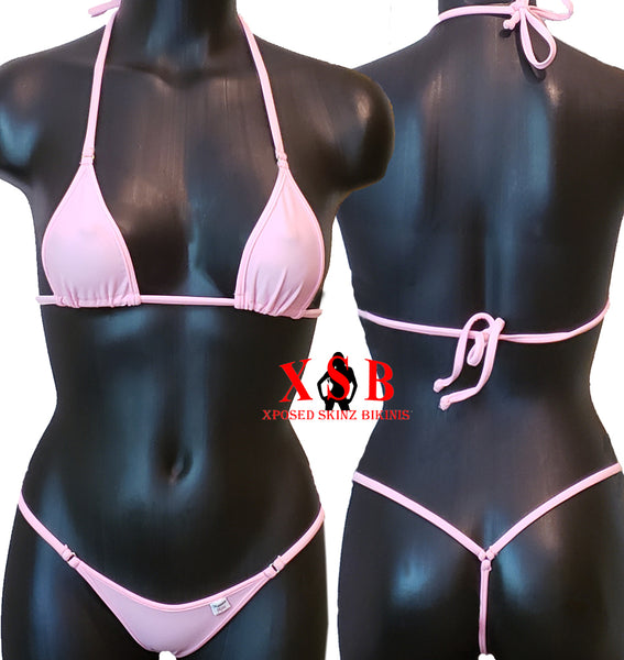 Xposed Skinz Bikinis x100 Vixen G-String Micro Bikini Thong - Pink