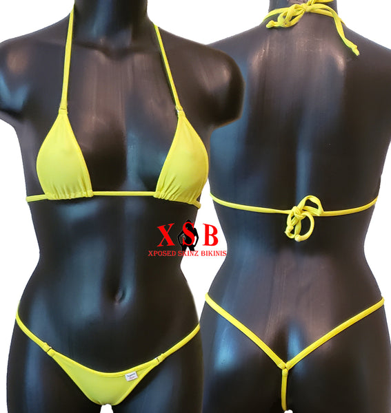 Xposed Skinz Bikinis x100 Vixen G-String Micro Bikini Thong - Yellow