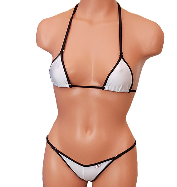 Xposed Skinz Bikinis x105 Two-Tone CenterSeam Micro Bikini Thong - Black