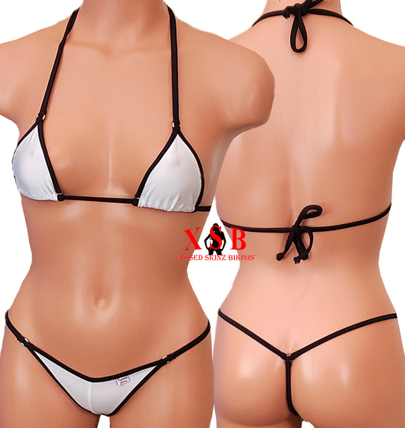Xposed Skinz Bikinis x105 Two-Tone CenterSeam Micro Bikini Thong - Black