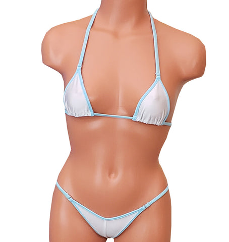 Xposed Skinz Bikinis x105 Two-Tone CenterSeam Micro Bikini Thong - Blue