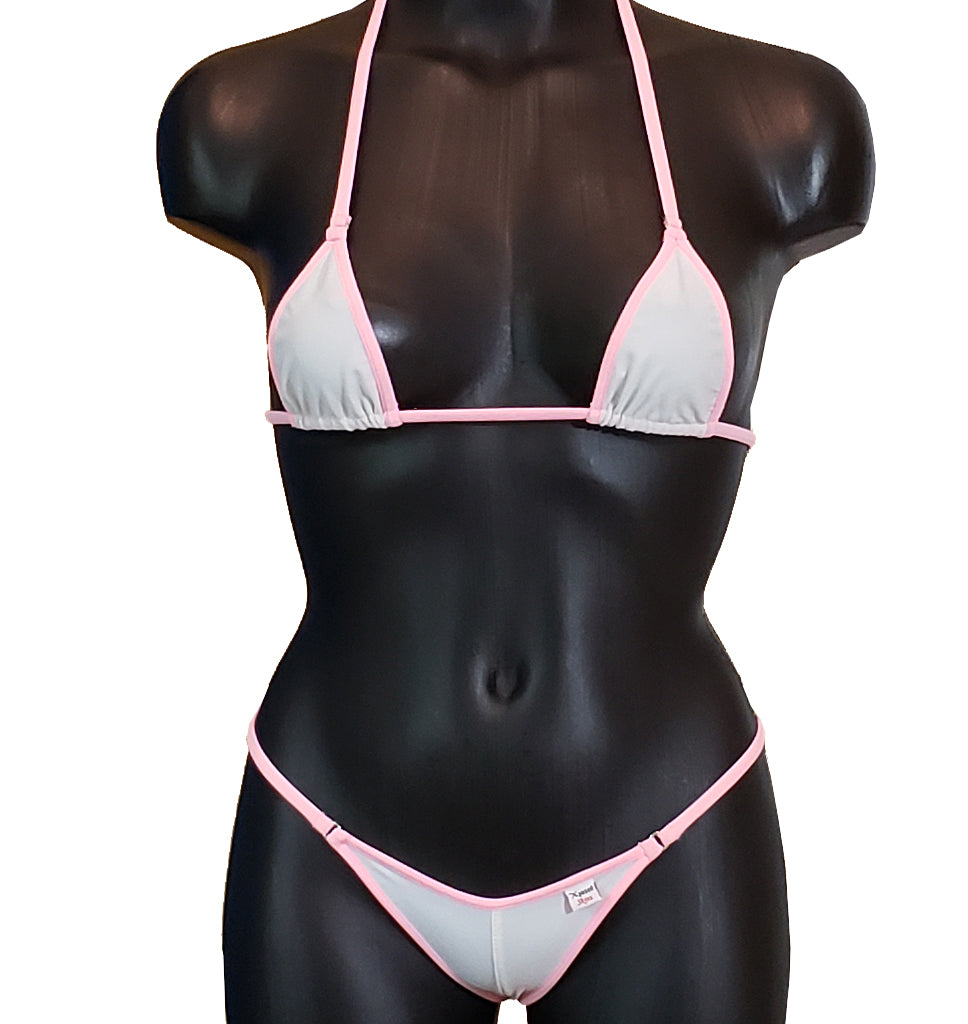 Xposed Skinz Bikinis x105 Two-Tone CenterSeam Micro Bikini Thong - Pink