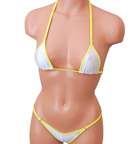 Xposed Skinz Bikinis x105 Two-Tone CenterSeam Micro Bikini Thong - Yellow