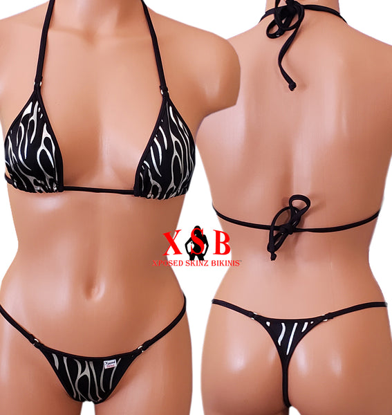 Xposed Skinz Bikinis x106 Hipster Metallic Fire Bikini Triangle Back - Silver
