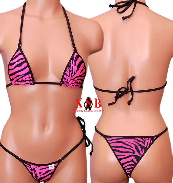 Xposed Skinz Bikinis x107 Brazilian Bikini Zebra - Pink