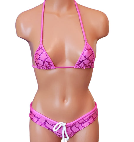 Xposed Skinz Bikinis x111 Sport Shorts Drawstring Bikini Shorts - Hot Pink