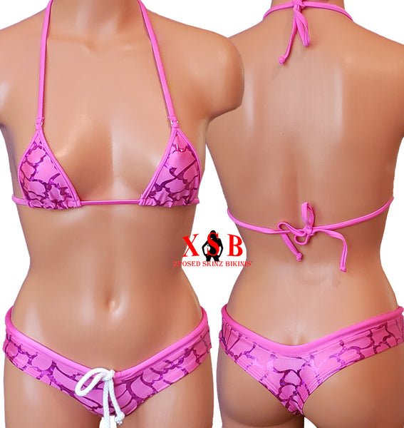 Xposed Skinz Bikinis x111 Sport Shorts Drawstring Bikini Shorts - Hot Pink