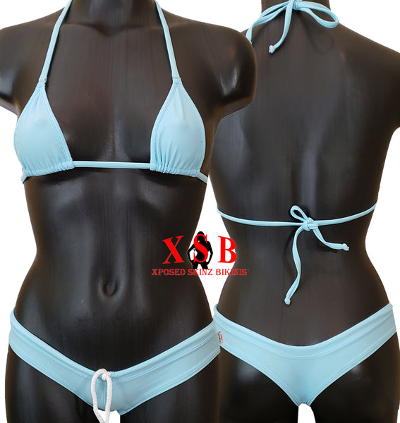 Xposed Skinz Bikinis x111 Sport Shorts Drawstring Bikini Shorts - Sky Blue