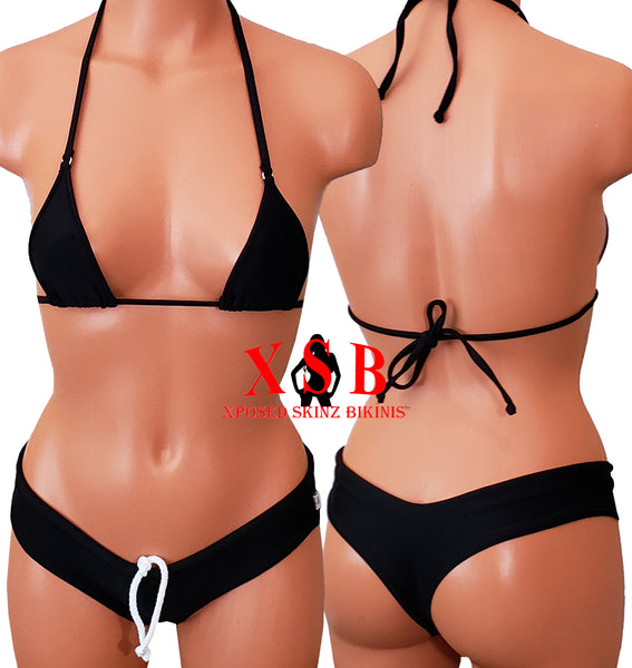 Xposed Skinz Bikinis x111 Sport Shorts Drawstring Bikini Shorts - Black