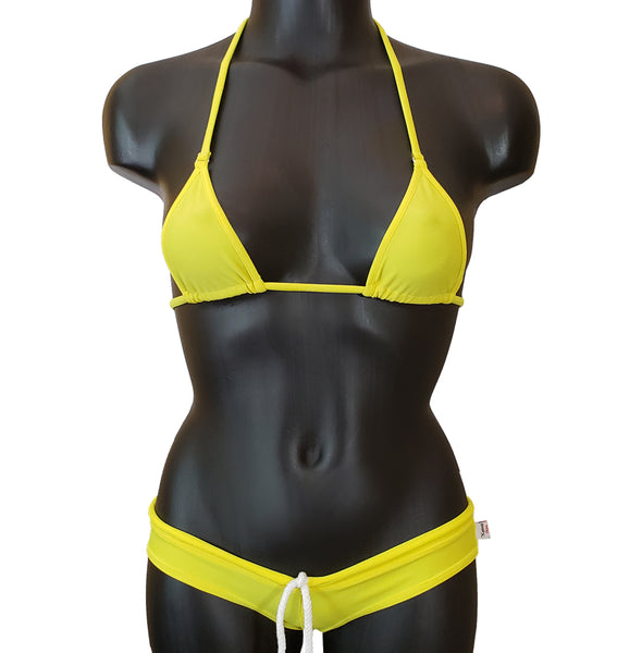 Xposed Skinz Bikinis x111 Sport Shorts Drawstring Bikini Shorts - Yellow