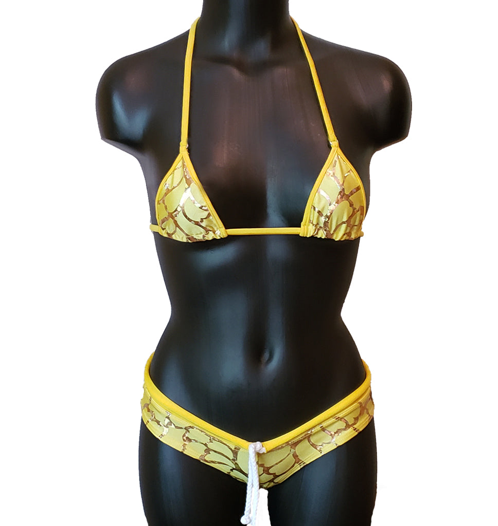 Xposed Skinz Bikinis x111 Sport Shorts Drawstring Bikini Shorts - Yellow Gold