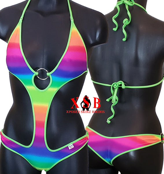 Xposed Skinz Bikinis x155 Sexy Sasha Rainbow Glow Monokini